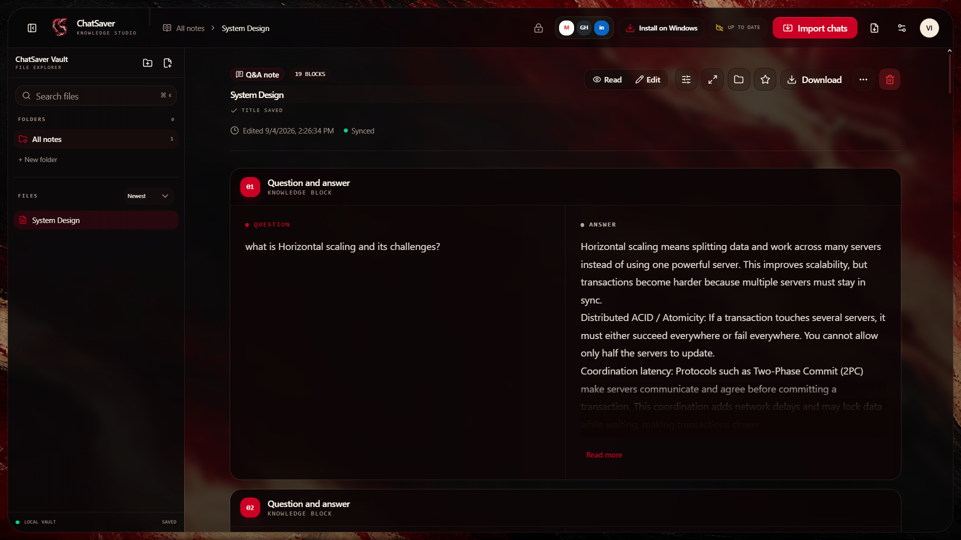 ChatSaver interface