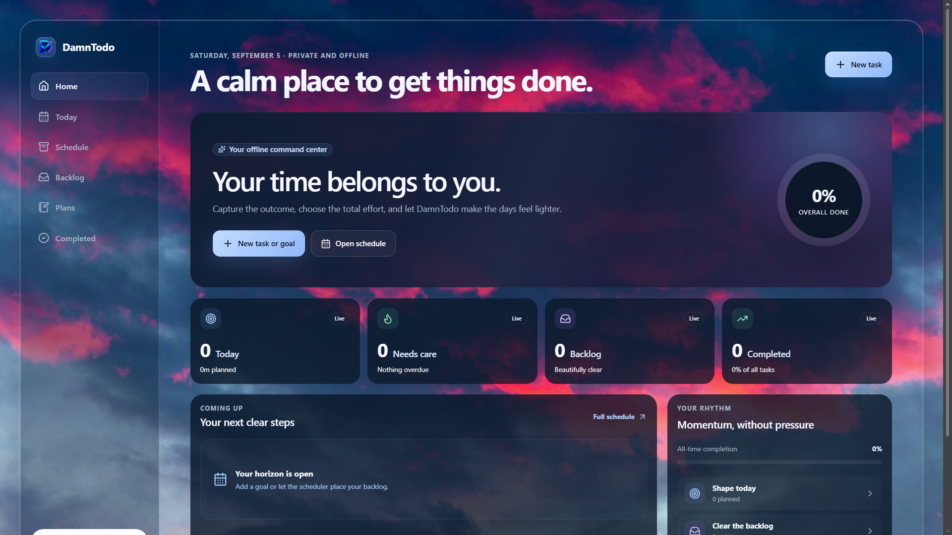 DamnTodo secondary interface